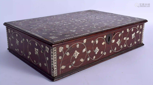 A LARGE 19TH CENTURY ANGLO INDIAN BONE INLAID HARD…