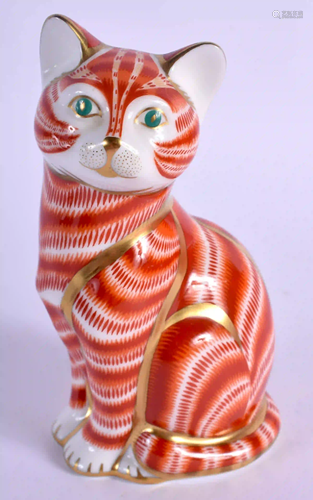 Royal Crown Derby paperweight Ginger Cat. 13cm high.