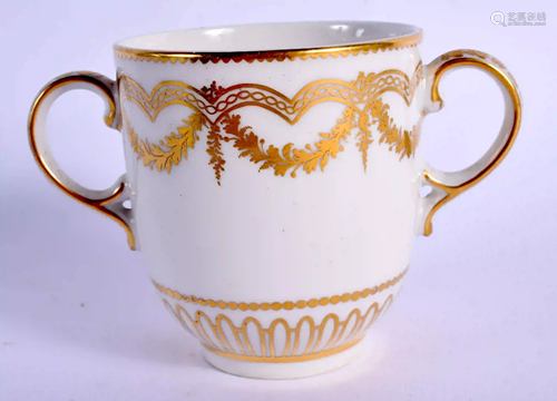 18th c. Derby finely gilt chocolate cup and saucer