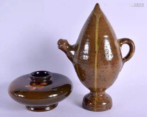 AN AMERICAN POTTERY VASE together with a Turkish melon