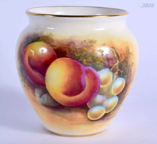Royal Worcester vase painted with fruit by D. Bowkett,