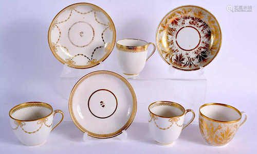 18th c. Derby coffee cup, teacup and saucer gilded in