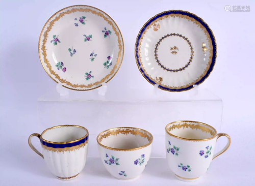 18th c. Derby coffee cup, teabowl and saucer painted