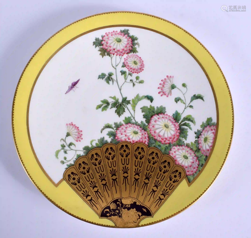 AN AESTHETIC MOVEMENT PORCELAIN PLATE painted with