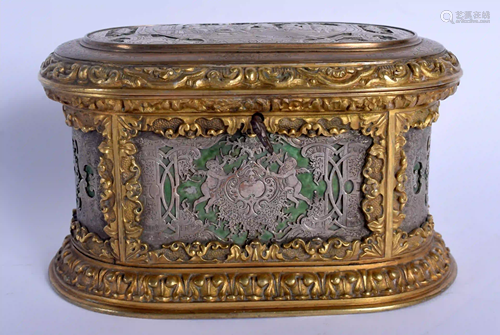 AN 18TH CENTURY EUROPEAN SILVERED BRONZE AND LACQUER