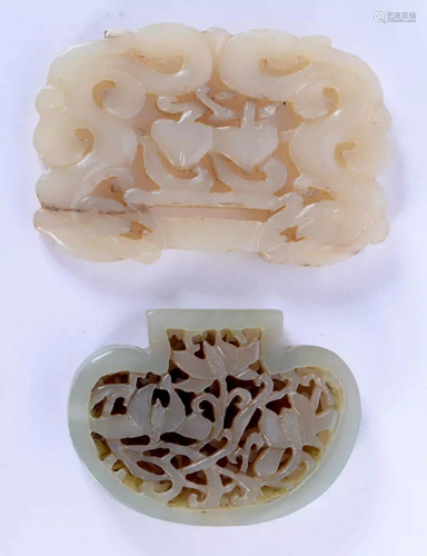 TWO EARLY 20TH CENTURY CHINESE CARVED JADE PLAQUES Late