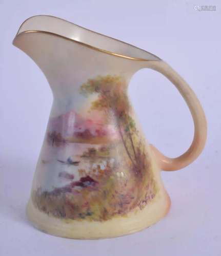 Locke Worecster cream jug painted with Loch Achray by