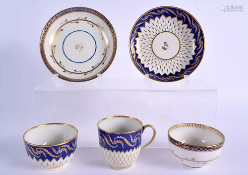 18th c. Derby coffee cup, teabowl and saucer with