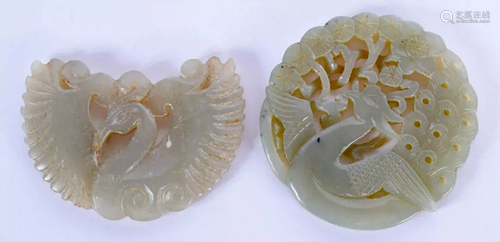 TWO EARLY 20TH CENTURY CHINESE CARVED JADE PLAQUES Late