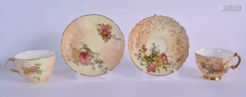 Royal Worcester blush bone cup and saucer painted and