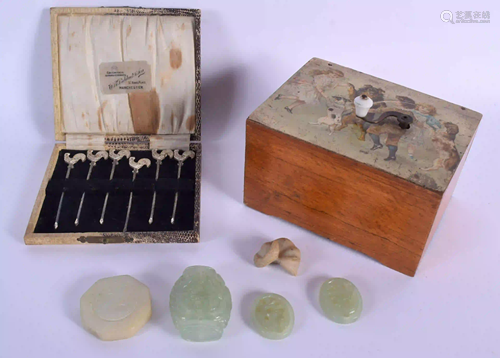 A RARE WIND UP MUSICAL BOX together with a set of