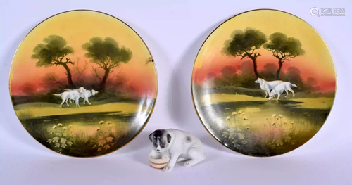 A RARE PAIR OF ROYAL ALBERT PORCELAIN DOG PLATES