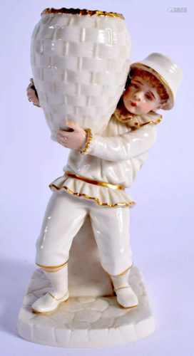 A ROYAL WORCESTER FIGURE OF A BOY carrying a basket