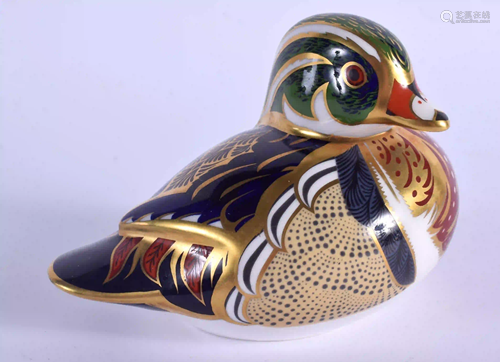 Royal Crown Derby paperweight Carolina Duck. 11cm wide.