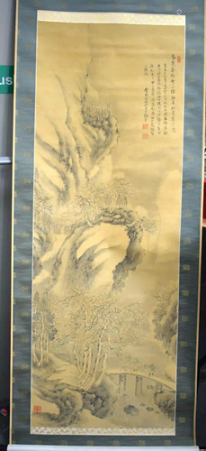 TWO JAPANESE MEIJI PERIOD PAINTED SCROLLS together with