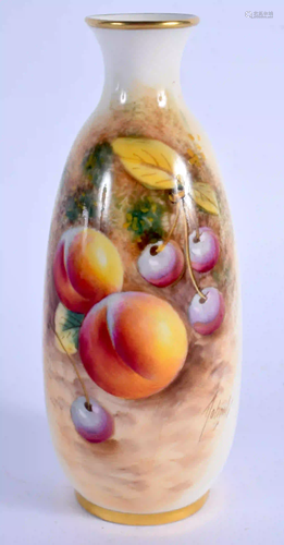 Royal Worcester vase painted with fruit by Roberts