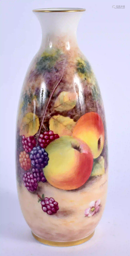 Royal Worcester vase painted with fruit by P. Stanley