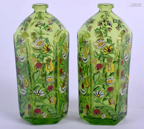 A SMALL PAIR OF LATE 19TH CENTURY CONTINENTAL ENAMELLED