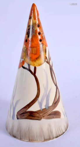 AN ART DECO CLARICE CLIFF BIZARRE SUGAR SIFTER. 15 cm