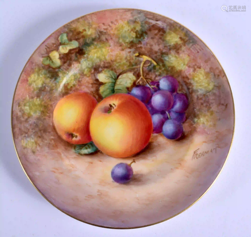 A ROYAL WORCESTER PLATE painted with fruit by John