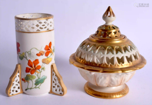 Royal Worcester pierced pot-pourri vase and cover with
