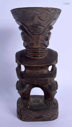 AN UNUSUAL TRIBAL MARQUESE ISLANDS CARVED WOO…