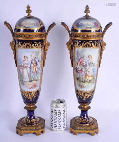 A LARGE PAIR OF 19TH CENTURY FRENCH SEVRES PORCELAIN