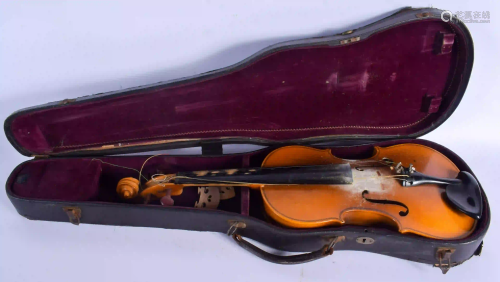 A TWO PIECE BACK LARK VIOLIN. 57 cm long.