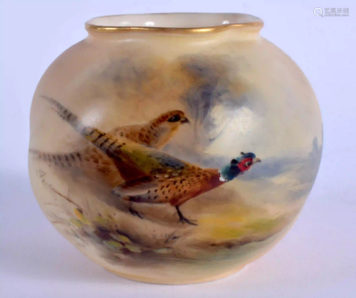 A ROYAL WORCESTER VASE painted with a brace of