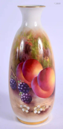 Royal Worcester vase painted with fruit by Ayrton,