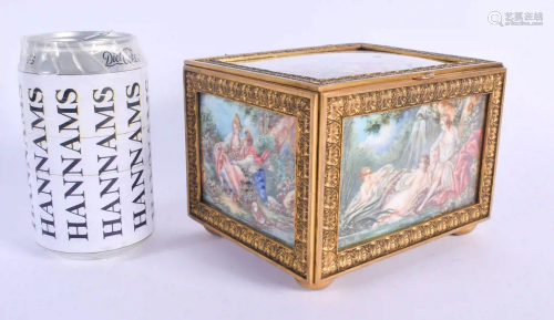 A FINE 19TH CENTURY EUROPEAN PAINTED BONE CASKET