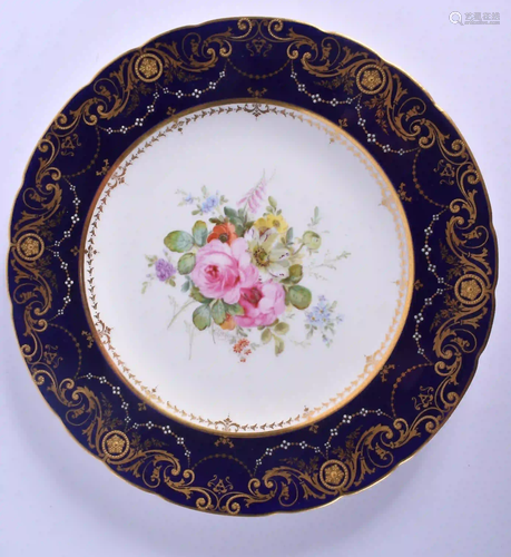 ROYAL CROWN DERBY PLATE painted with flowers by