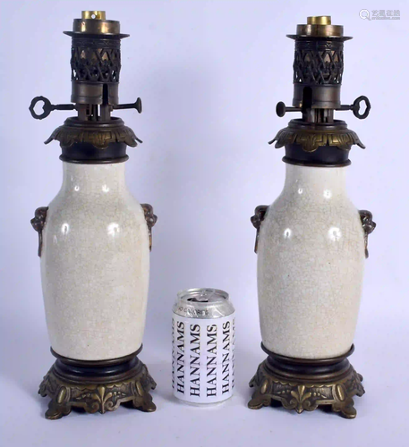 A PAIR OF 19TH CENTURY CHINESE GE TYPE CRACKLE GLAZED