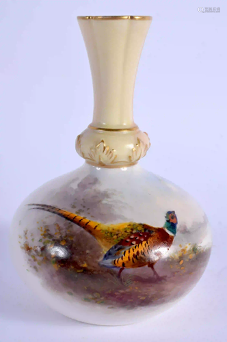 A ROYAL WORCESTER VASE painted with a brace of