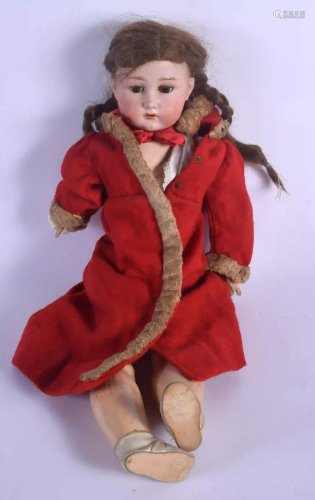 AN ADOLPH WISLZENUS BISQUE HEADED DOLL. 56 cm long.