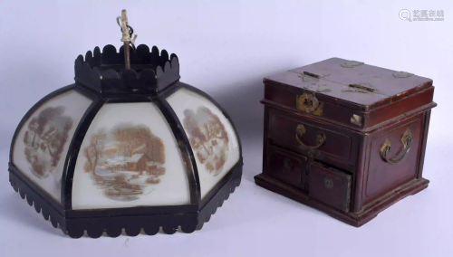 A VINTAGE CURRIER & IVES HANGING LANTERN together with