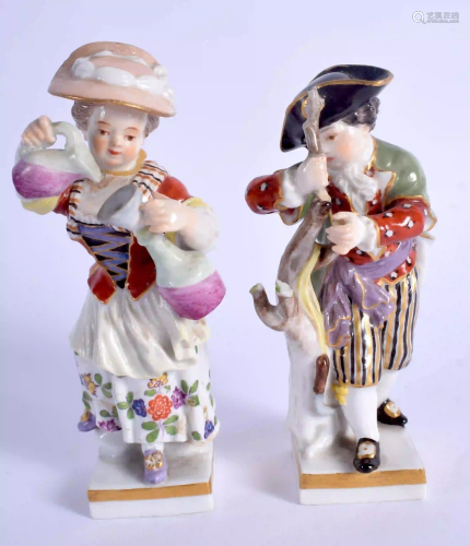Meissen pair of small square base figures of a girl