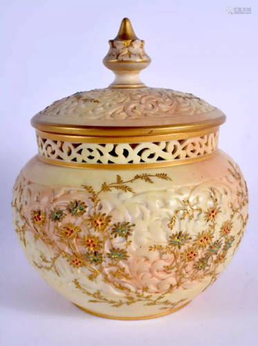 Graingers Worcester large blush bone pot pourri vase