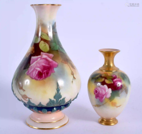 Royal Worcester vase painted with roses, shape 285 H,