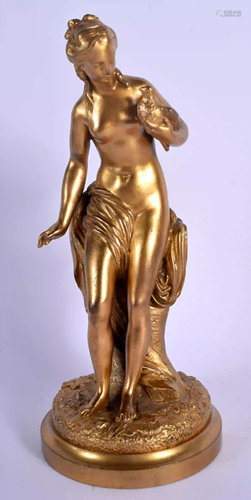 A 19TH CENTURY EUROPEAN BONE GILT BRONZE FIGURE OF A