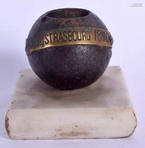 A 19TH CENTURY MILITARY EPHEMERA CANNONBALL Strasbourg