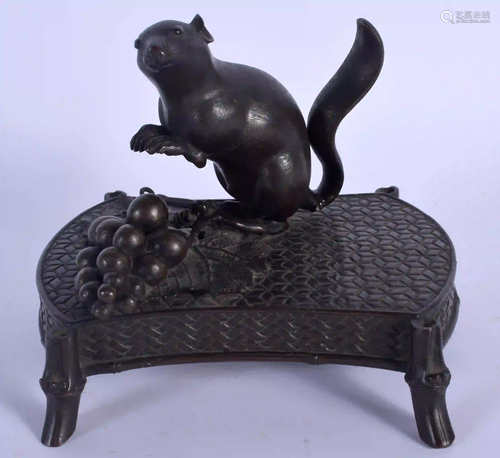 A 19TH CENTURY JAPANESE MEIJI PERIOD BRONZE RAT OKIMONO