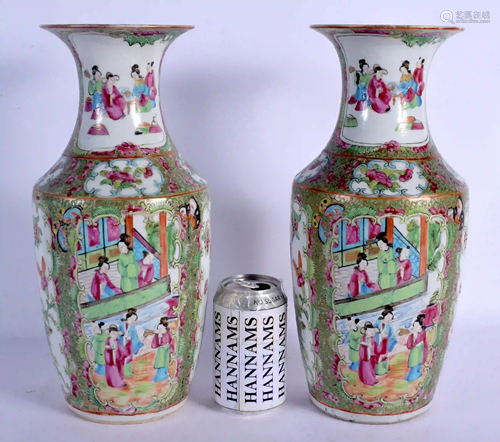 A LARGE PAIR OF 19TH CENTURY CHINESE CANTON FAMILLE