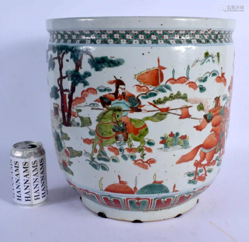A LARGE CHINESE FAMILLE VERTE PORCELAIN JARDINIERE 20th