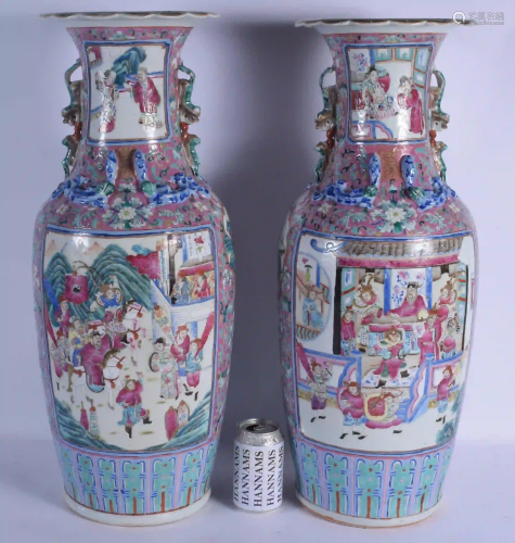 A LARGE PAIR OF 19TH CENTURY CHINESE CANTON FAMILLE