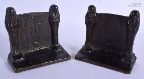 A PAIR OF ART NOUVEAU BRONZE EGYPTIAN REVIVAL BOOK E…