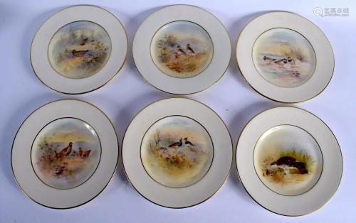 SIX ROYAL DOULTON PORCELAIN CABINET PLATES by Holl…