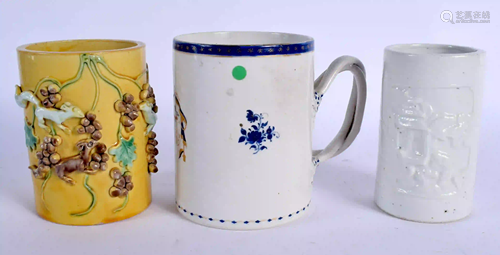 TWO 19TH CENTURY CHINESE PORCELAIN BRUSH POTS Qing,