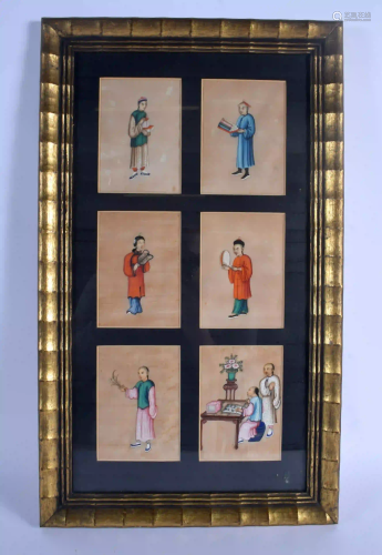 Chinese School (19th Century) Pith paper, six figures.