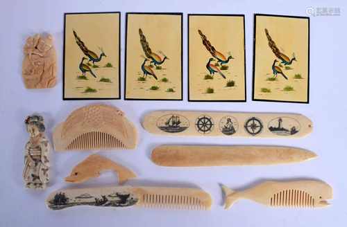 ASSORTED MIDDLE EASTERN CHINESE BONE CARVINGS. (qty)